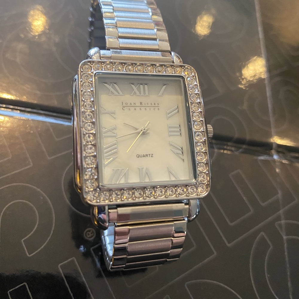Joan Rivers silver watch with rhinestones **needs a battery***